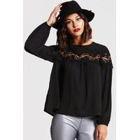 Black Lace Long Sleeved Top