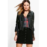 black denim button through denim skirt black