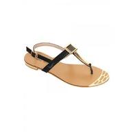 Black & Gold Metal Square T Bar Sandal