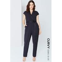 black wrap front jumpsuit with tie