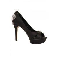 black butterfly detail peep toe platform heel