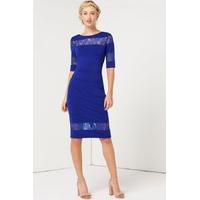 blue lace insert dress