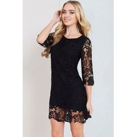 Black Crochet Lace Bodycon Dress