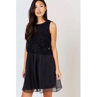 Black Crochet Lace Overlay Dress