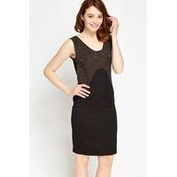 Black Embossed Shift Dress