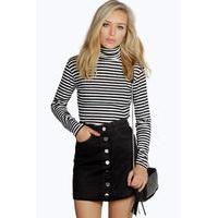 black denim button through mini skirt black