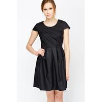 black pleated skater dress