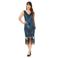 blue tassel flapper dress