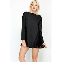 black net mesh side shift dress