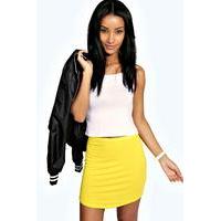 Block Colour Curve Hem Mini Skirt - yellow