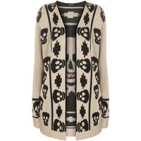 Blaire Skull Knit Cardigan - Stone