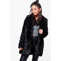Black Faux Fur Coat - black