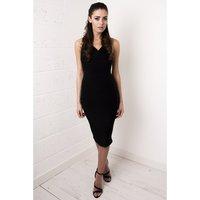 Black Draped Cross Strapped Dress