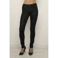 black leather look jeans with paisley print