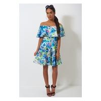 Blue Floral Bardot Dress