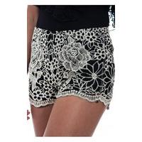 black daisy print lace shorts