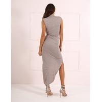 BLAKE - Mink Draped Dress with Plunge Neckline