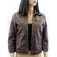 blitzmoda large dark brown faux leather jacket
