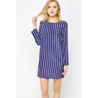 Blue Printed Shift Dress