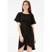 black tied front kimono sleeve dress