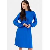 Blue High Collar Dress