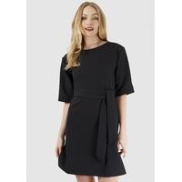 Black Tie Front Tunic Dress