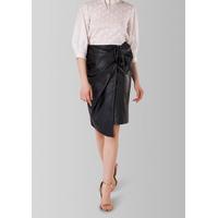 black bow detail faux leather skirt