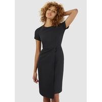 black aysemmetric wrap skirt dress