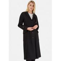 Black Long Single Breasted Military Style Wool Coat
