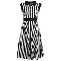 Black & White Striped Tea Dress - Size: Size 12