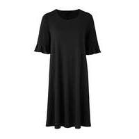 black frill jersey swing dress