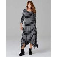 Black/Grey Stripe Asymmetric Dress