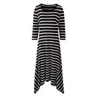 Black/Ivory Stripe Asymmetric Dress