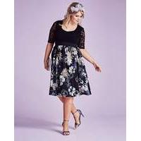 Black Floral Skater Prom Dress