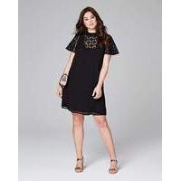 Black Lace Insert Swing Dress