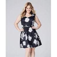 Black/IvoryScuba Sweetheart Skater Dress