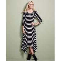 Black/Ivory Stripe Asymmetric Dress