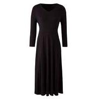 black v neck jersey midi dress 45in