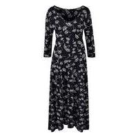 black print jersey midi dress 45in