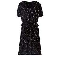 Black Floral Crinkle Tea Dress