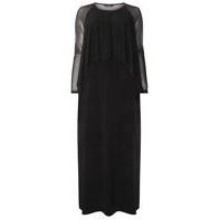 Black Mesh Frill Maxi Dress, Black