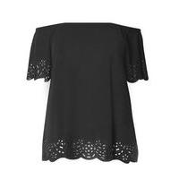 Black Floral Cut Out Gypsy Top, Black
