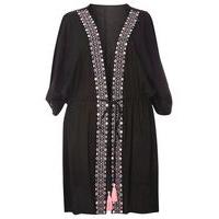 Black Aztec Trim Kaftan, Black
