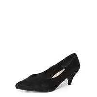 Black Suedette Kitten Heel Court Shoes, Black