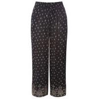 Black Printed Wide Leg Trousers, Black/White