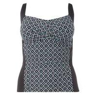 black geo print tankini top black