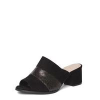 black snake block heeled mule sandals black