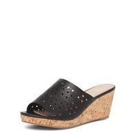 black punch out wedge sandals black