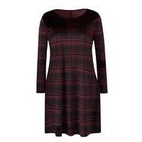 Black/Purple Check Velour Swing Dress