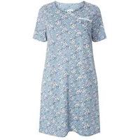 blue blossom floral short nightdress blue